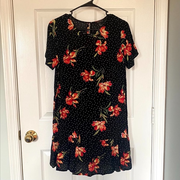 Black Polka Dot Floral Dress - Picture 1 of 3